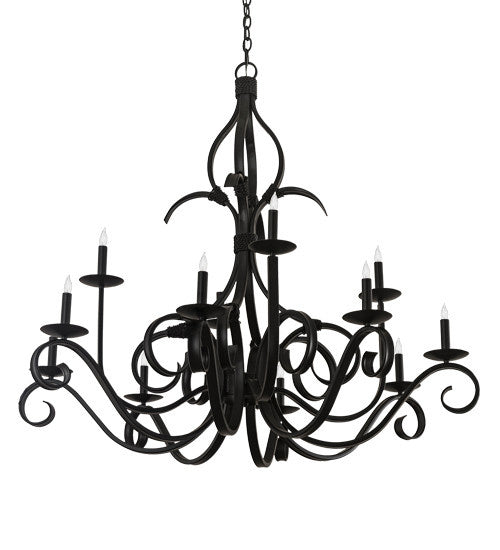 2nd Avenue - 736-45 - 12 Light Chandelier - Cypress - Satin Black