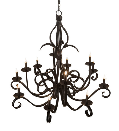 2nd Avenue - 736-45 - 12 Light Chandelier - Cypress - Satin Black