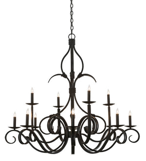 2nd Avenue - 736-45 - 12 Light Chandelier - Cypress - Satin Black