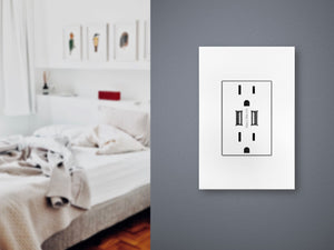 Legrand - ARTRUSB153W4WP - Dual Usb Plus-Size Outlet Combo With Matching Wall Plate - Adorne - White