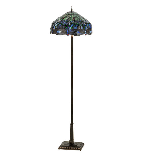 Meyda Tiffany - 151154 - Four Light Floor Lamp - Tiffany Hanginghead Dragonfly - Mahogany Bronze