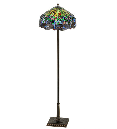 Meyda Tiffany - 151154 - Four Light Floor Lamp - Tiffany Hanginghead Dragonfly - Mahogany Bronze