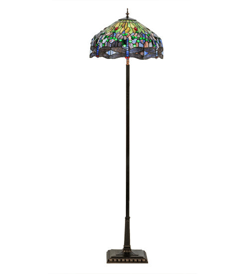 Meyda Tiffany - 151154 - Four Light Floor Lamp - Tiffany Hanginghead Dragonfly - Mahogany Bronze