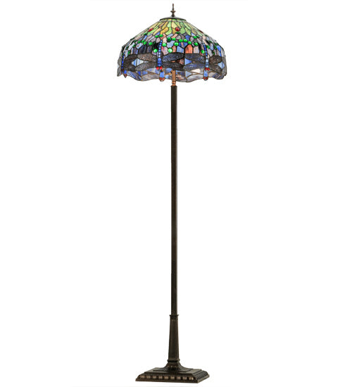 Meyda Tiffany - 151154 - Four Light Floor Lamp - Tiffany Hanginghead Dragonfly - Mahogany Bronze