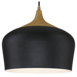 Access - 52057LEDDLP-BL/WGN - LED Pendant - Blend - Black with Wood Grain