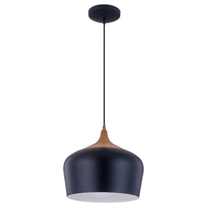 Access - 52057LEDDLP-BL/WGN - LED Pendant - Blend - Black with Wood Grain