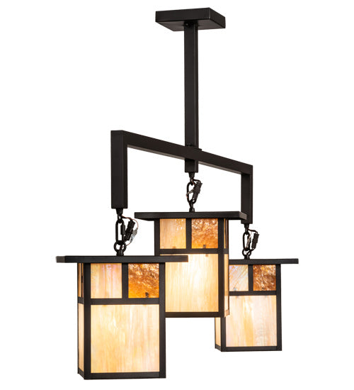 Meyda Tiffany - 215712 - Three Light Pendant - Hyde Park - Craftsman Brown