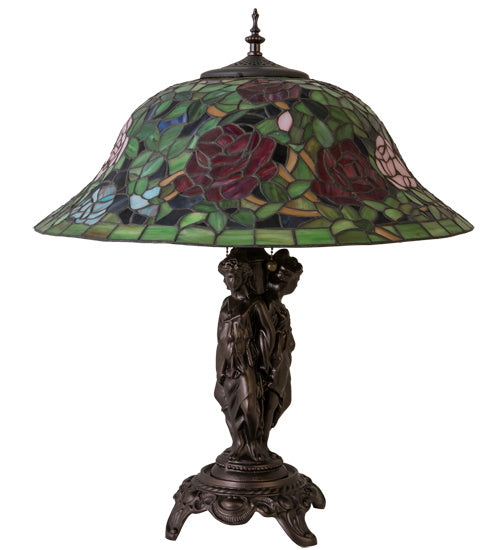 Meyda Tiffany - 78364 - Two Light Table Lamp - Tiffany Rosebush - Mahogany Bronze