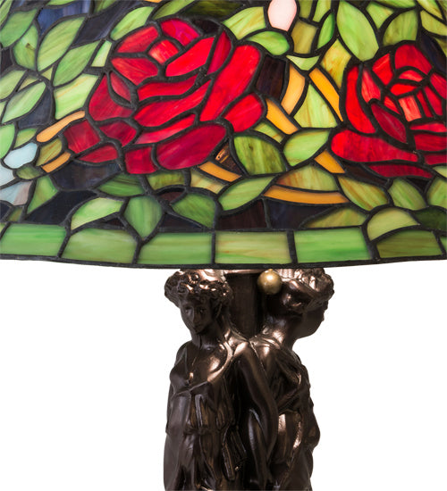 Meyda Tiffany - 78364 - Two Light Table Lamp - Tiffany Rosebush - Mahogany Bronze