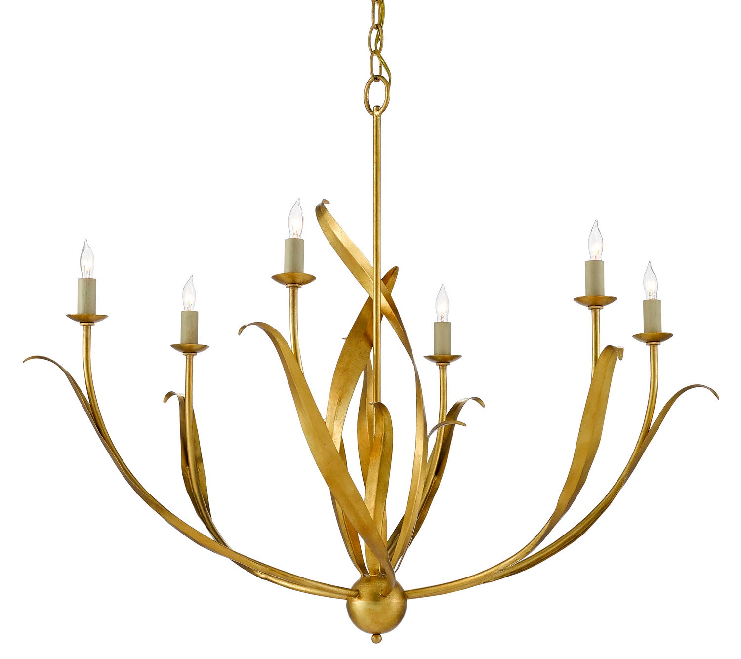 Currey and Company - 9000-0444 - Six Light Chandelier - Menefee - Antique Gold Leaf