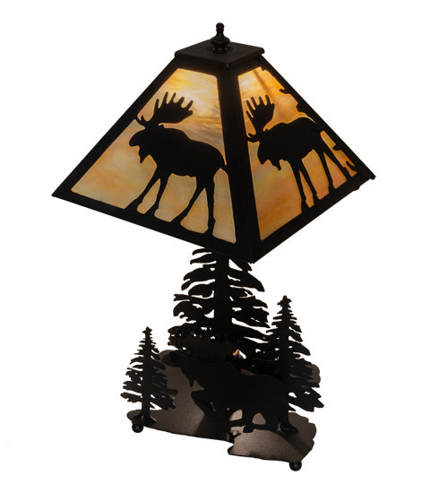 Meyda Tiffany - 219733 - Two Light Table Lamp - Moose On The Loose - Timeless Bronze