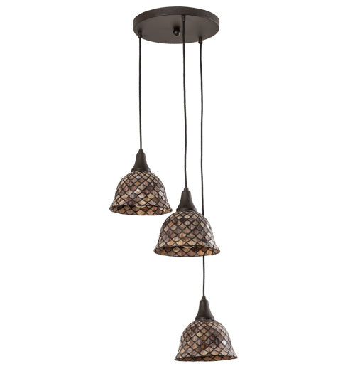 Meyda Tiffany - 219953 - Three Light Pendant - Tiffany Fishscale - Oil Rubbed Bronze