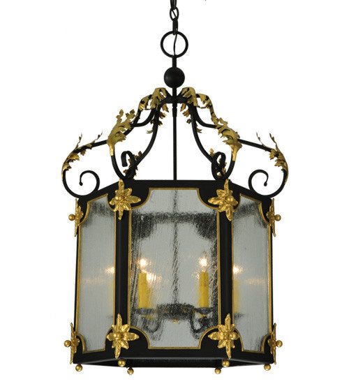 2nd Avenue - 214159-4 - Six Light Pendant - Ganser - Blackwash With Gold Accents