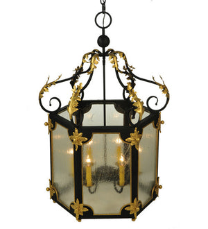 2nd Avenue - 214159-4 - Six Light Pendant - Ganser - Blackwash With Gold Accents