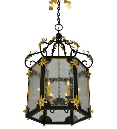 2nd Avenue - 214159-4 - Six Light Pendant - Ganser - Blackwash With Gold Accents