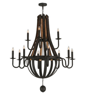 2nd Avenue - 15855-6 - 12 Light Chandelier - Barrel Stave - Coffee Bean