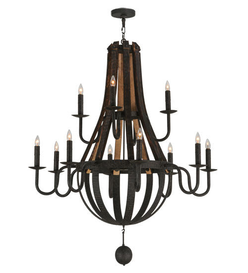 2nd Avenue - 15855-6 - 12 Light Chandelier - Barrel Stave - Coffee Bean