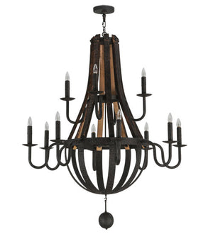 2nd Avenue - 15855-6 - 12 Light Chandelier - Barrel Stave - Coffee Bean