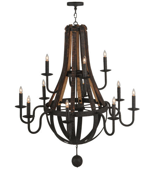 2nd Avenue - 15855-6 - 12 Light Chandelier - Barrel Stave - Coffee Bean