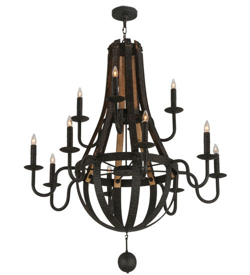 2nd Avenue - 15855-6 - 12 Light Chandelier - Barrel Stave - Coffee Bean