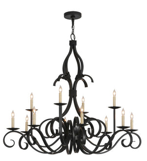 2nd Avenue - 200076-16 - 12 Light Chandelier - Cypress - Satin Black Wrought Iron