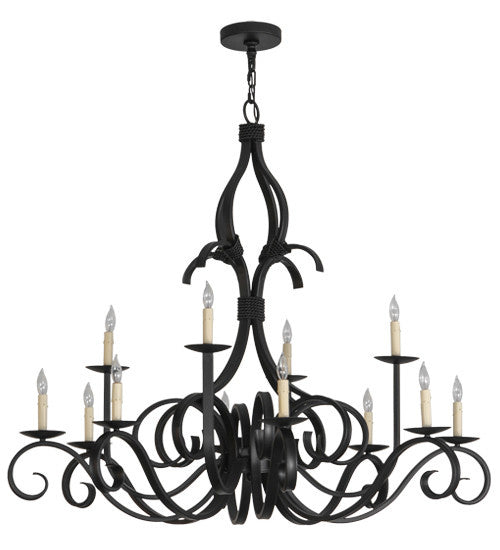 2nd Avenue - 200076-16 - 12 Light Chandelier - Cypress - Satin Black Wrought Iron