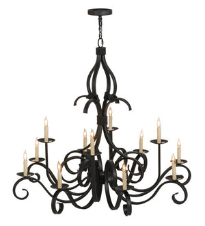 2nd Avenue - 200076-16 - 12 Light Chandelier - Cypress - Satin Black Wrought Iron