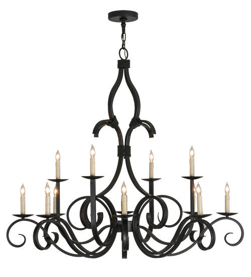 2nd Avenue - 200076-16 - 12 Light Chandelier - Cypress - Satin Black Wrought Iron