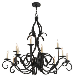 2nd Avenue - 200076-16 - 12 Light Chandelier - Cypress - Satin Black Wrought Iron