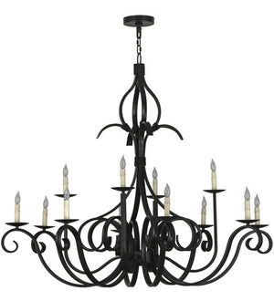 2nd Avenue - 200076-18 - 12 Light Pendant - Cypress - Satin Black Wrought Iron