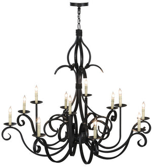 2nd Avenue - 200076-18 - 12 Light Pendant - Cypress - Satin Black Wrought Iron