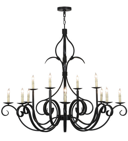 2nd Avenue - 200076-18 - 12 Light Pendant - Cypress - Satin Black Wrought Iron