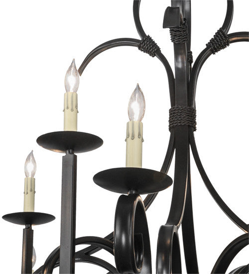 2nd Avenue - 200076-18 - 12 Light Pendant - Cypress - Satin Black Wrought Iron