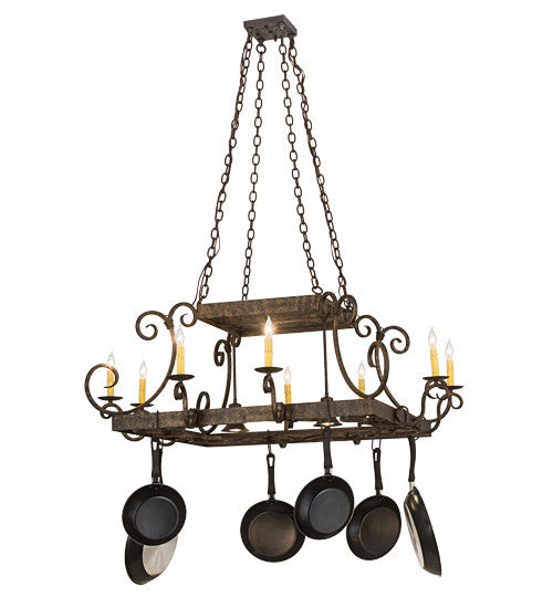 2nd Avenue - 200148-1 - Ten Light Pot Rack - Caiden - Golden Bronze