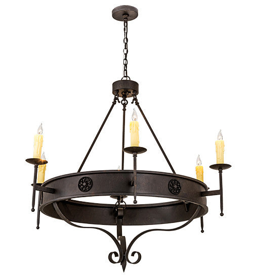 2nd Avenue - 66203-1 - Six Light Chandelier - Lorenzo - Chestnut