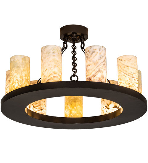 2nd Avenue - 35540-1500 - Nine Light Semi Flush Mount - Loxley - Timeless Bronze