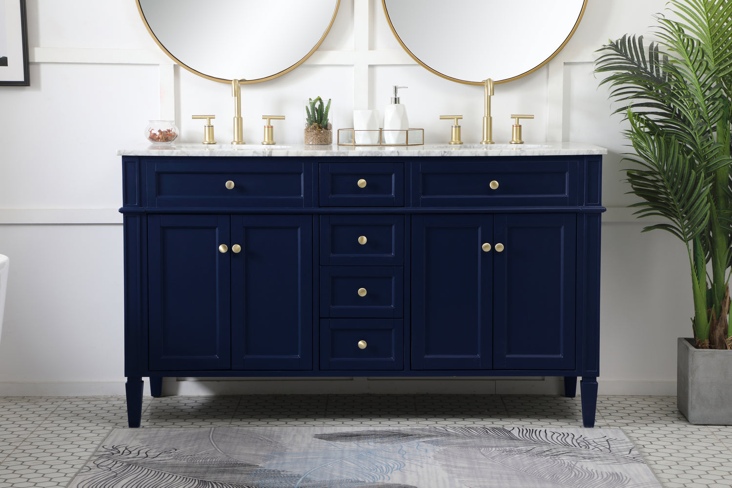 Elegant Lighting - VF12560DBL - Double Bathroom Vanity - Park Avenue - Blue