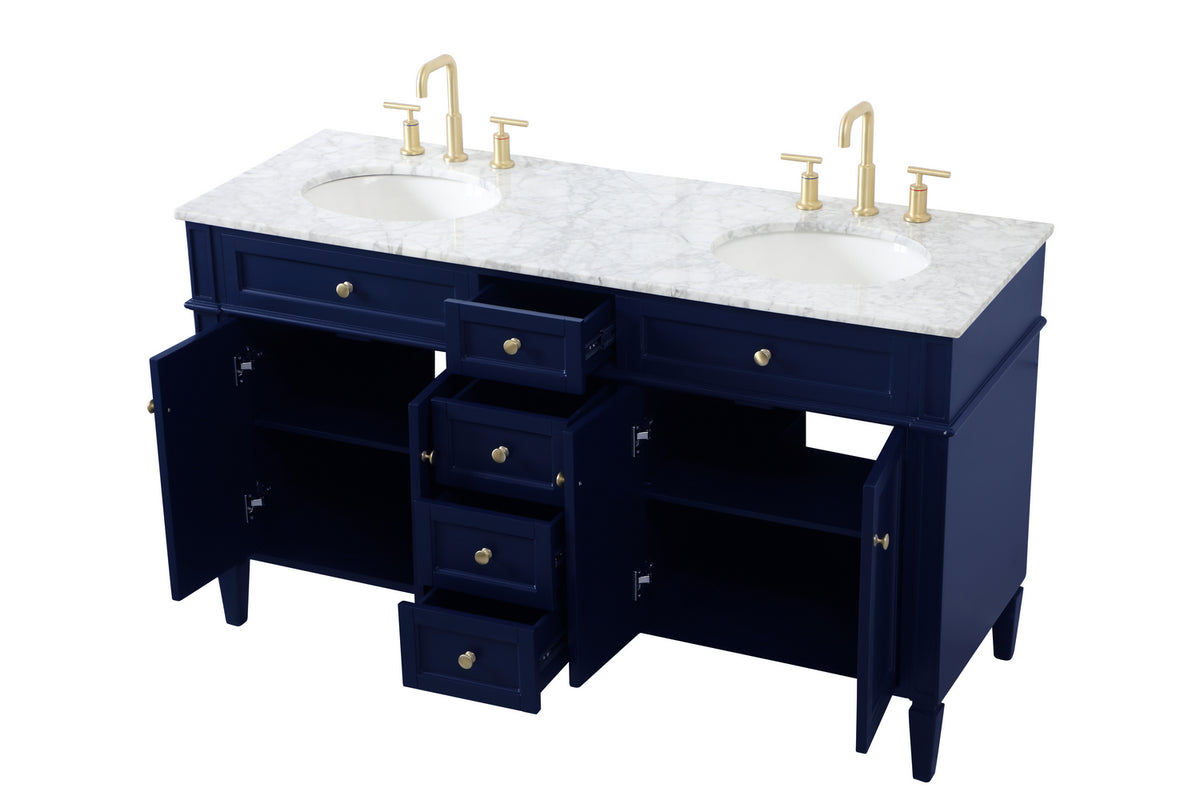 Elegant Lighting - VF12560DBL - Double Bathroom Vanity - Park Avenue - Blue