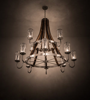 Meyda Tiffany - 187994 - 12 Light Chandelier - Barrel Stave - Brushed Nickel/Charred Wood