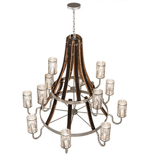 Meyda Tiffany - 187994 - 12 Light Chandelier - Barrel Stave - Brushed Nickel/Charred Wood