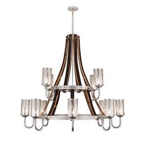 Meyda Tiffany - 187994 - 12 Light Chandelier - Barrel Stave - Brushed Nickel/Charred Wood