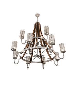 Meyda Tiffany - 187994 - 12 Light Chandelier - Barrel Stave - Brushed Nickel/Charred Wood