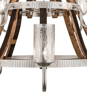 Meyda Tiffany - 187994 - 12 Light Chandelier - Barrel Stave - Brushed Nickel/Charred Wood