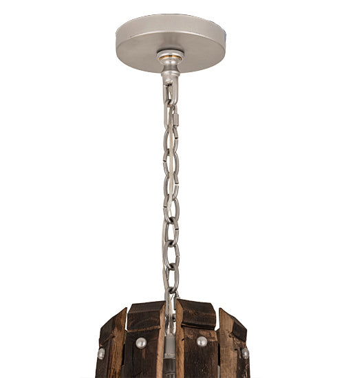 Meyda Tiffany - 187994 - 12 Light Chandelier - Barrel Stave - Brushed Nickel/Charred Wood