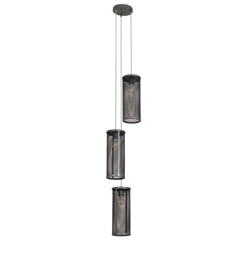 Meyda Tiffany - 212780 - Three Light Pendant - Cilindro - Natural Iron