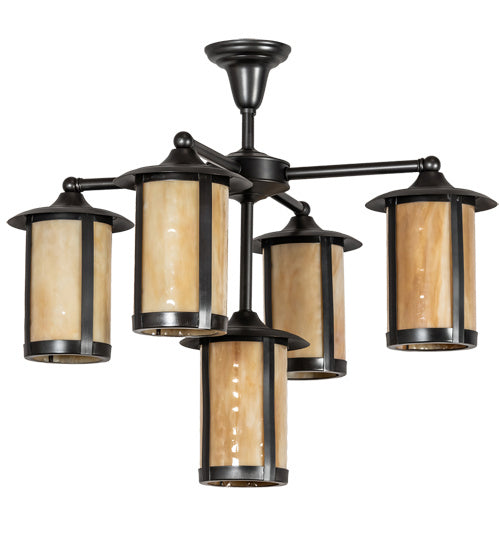 Meyda Tiffany - 218223 - Five Light Chandelier - Fulton - Craftsman Brown