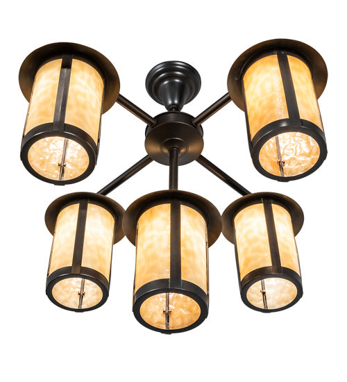 Meyda Tiffany - 218223 - Five Light Chandelier - Fulton - Craftsman Brown