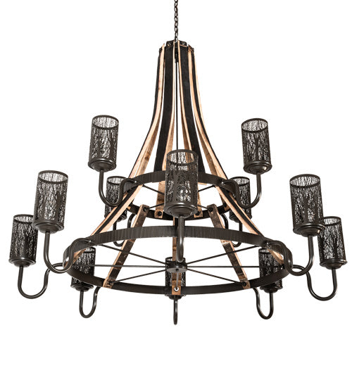 Meyda Tiffany - 219854 - 12 Light Chandelier - Barrel Stave - Timeless Bronze And Charred Wood