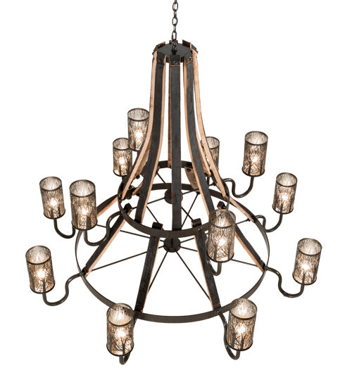 Meyda Tiffany - 219854 - 12 Light Chandelier - Barrel Stave - Timeless Bronze And Charred Wood