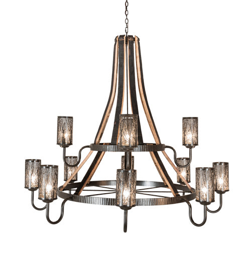 Meyda Tiffany - 219854 - 12 Light Chandelier - Barrel Stave - Timeless Bronze And Charred Wood